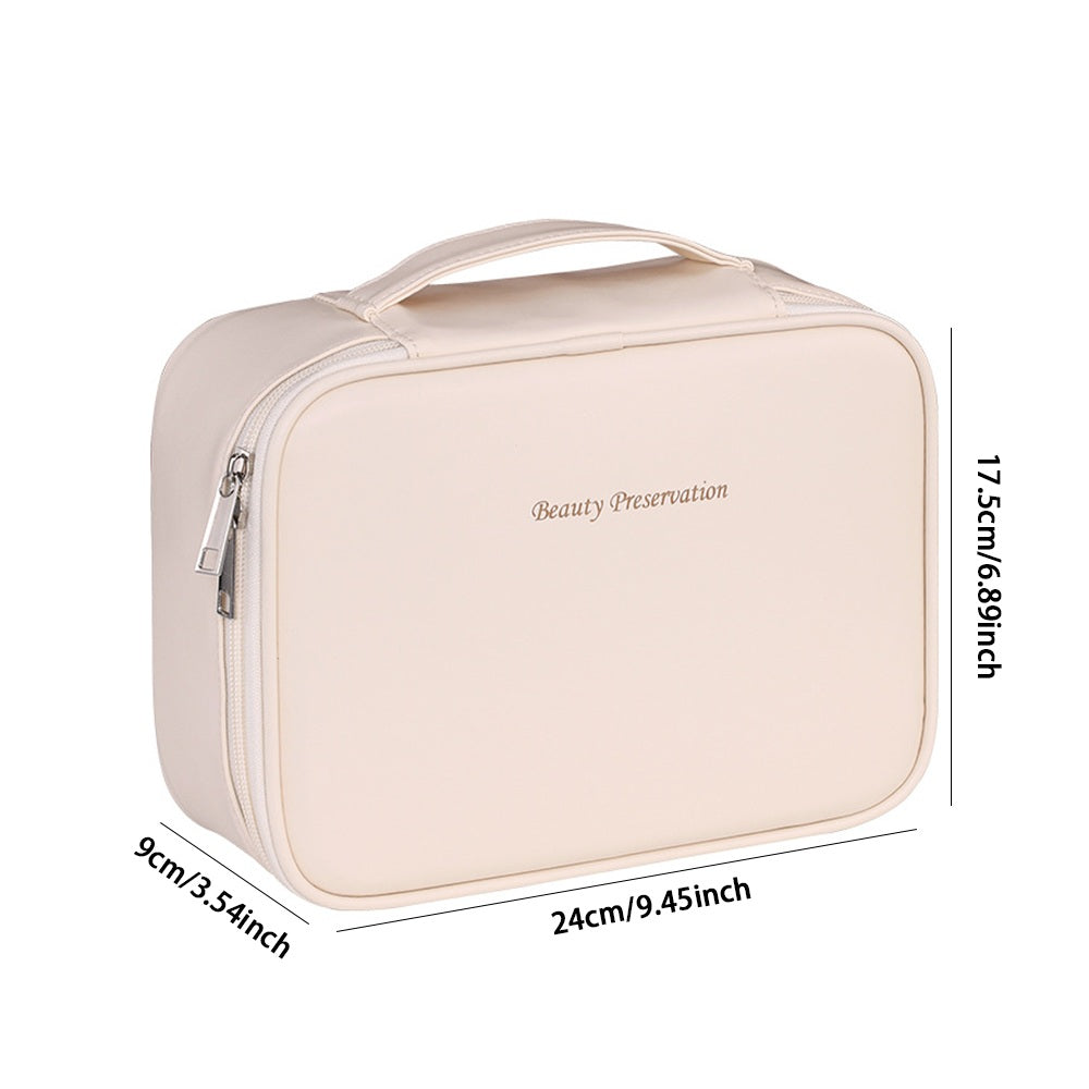 PU Leather Double Layer Makeup Bag