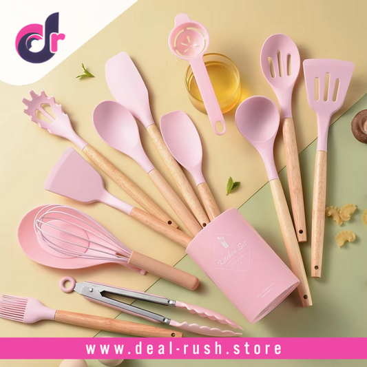 12 Pcs Silicone Kitchen Utensils Set with Stand