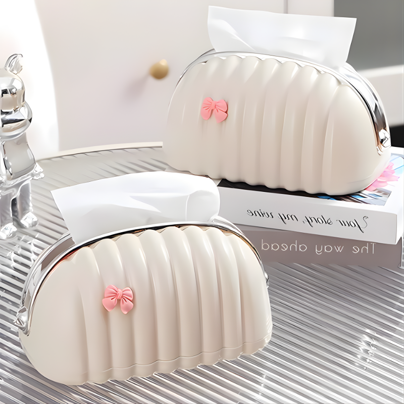 Luxury Shell Tissue Box Holder Organizer