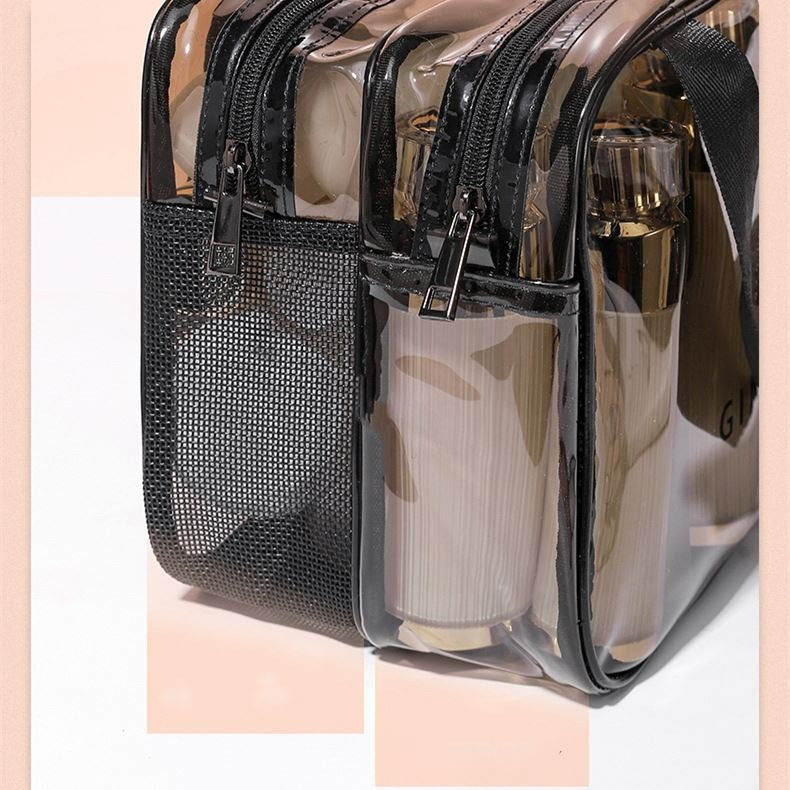 Professional Double Layer Transparent Travel Cosmetic Bag