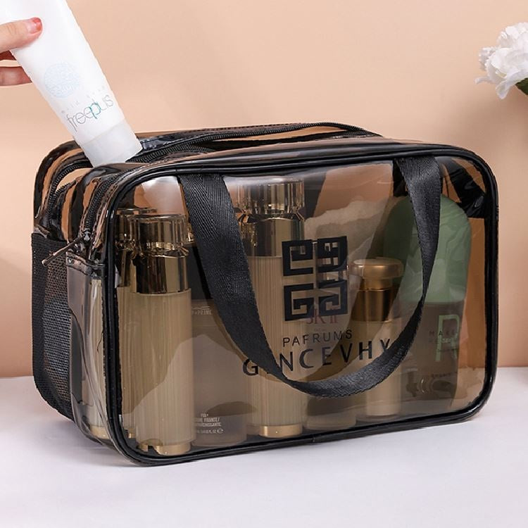 Professional Double Layer Transparent Travel Cosmetic Bag