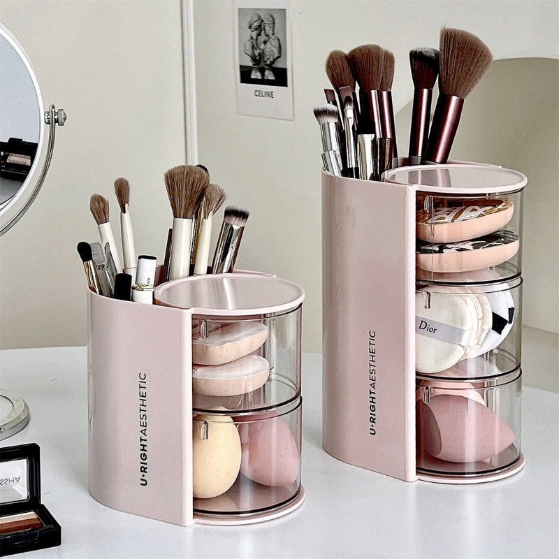 3-Layer Rotating Makeup Brush Organizer