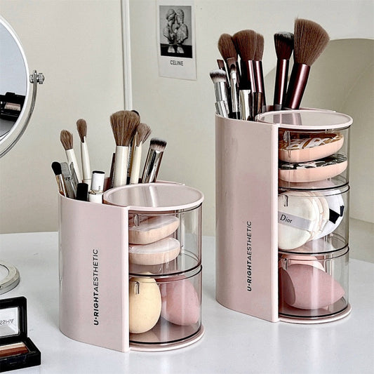 3-Layer Rotating Makeup Brush Organizer