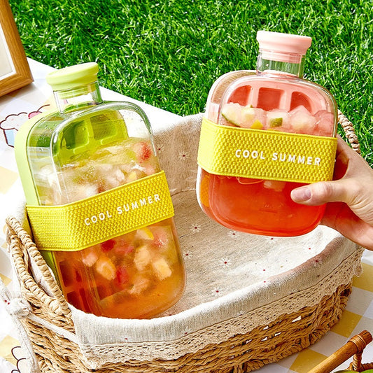 Reusable Square Fruit Ice Cube Maker Tray with Lid & Storage Bin