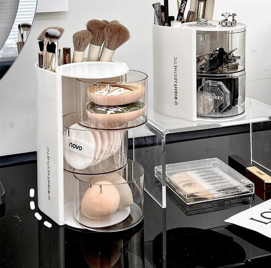 3-Layer Rotating Makeup Brush Organizer
