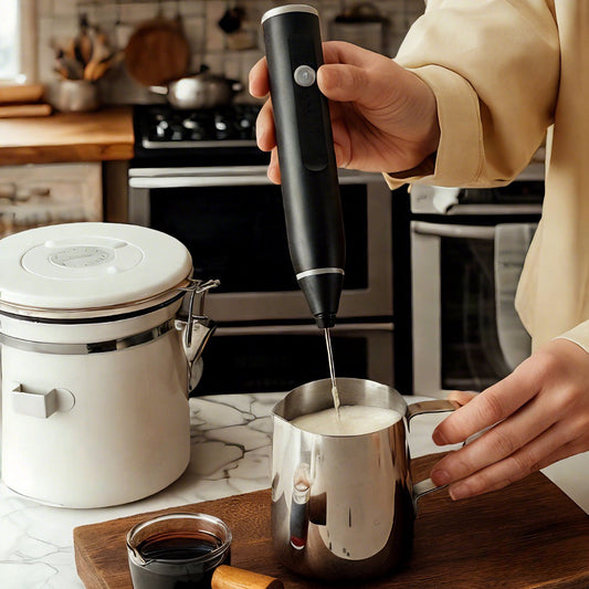 2 in 1 Electric Milk Frother with Replaceable Heads