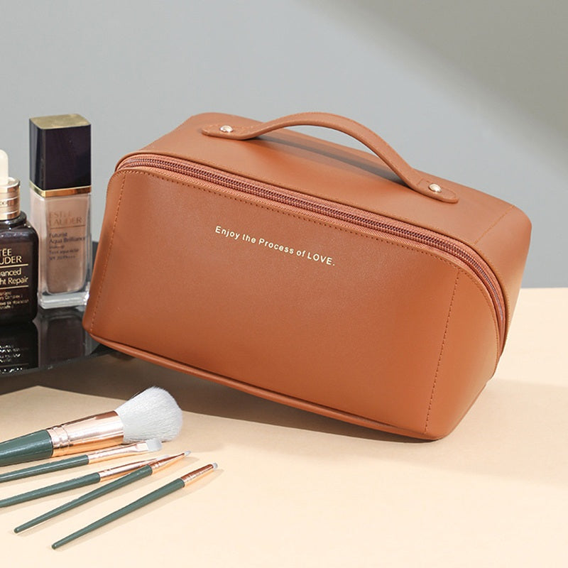 Large Capacity Soft PU Leather Makeup Bag
