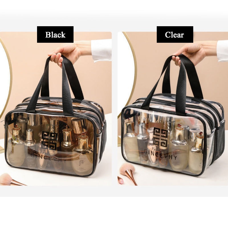 Professional Double Layer Transparent Travel Cosmetic Bag