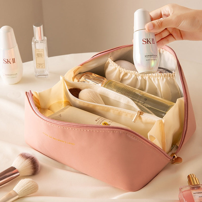 Large Capacity Soft PU Leather Makeup Bag