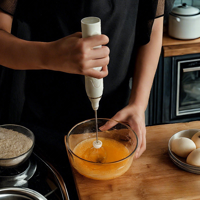 2 in 1 Electric Milk Frother with Replaceable Heads