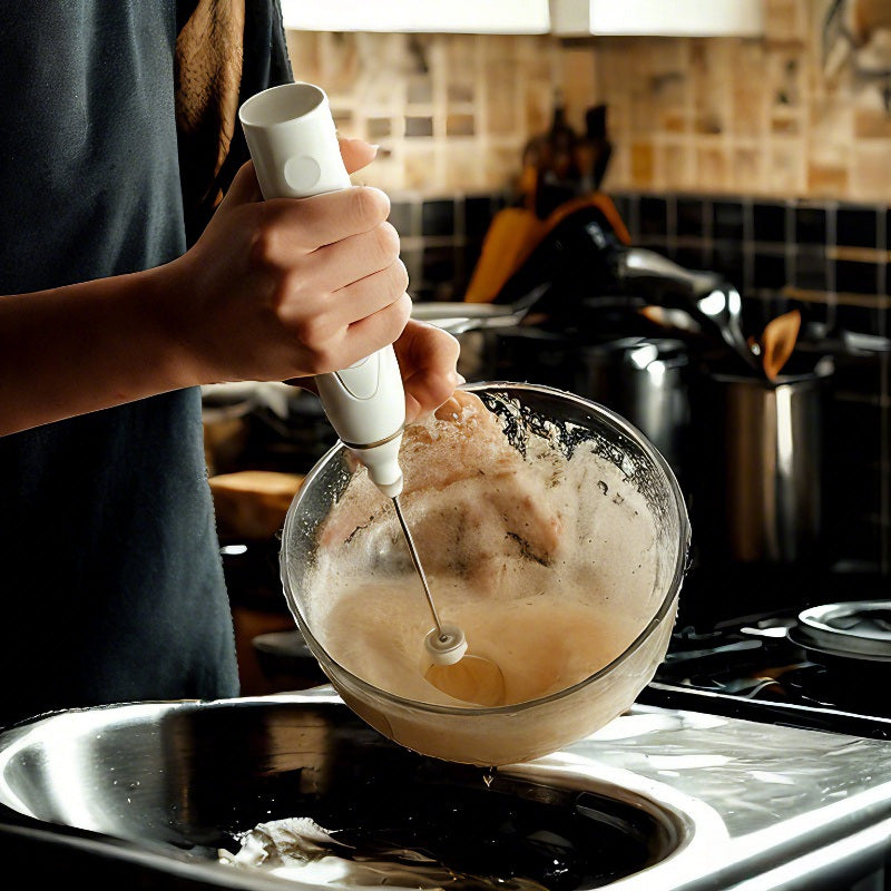 2 in 1 Electric Milk Frother with Replaceable Heads