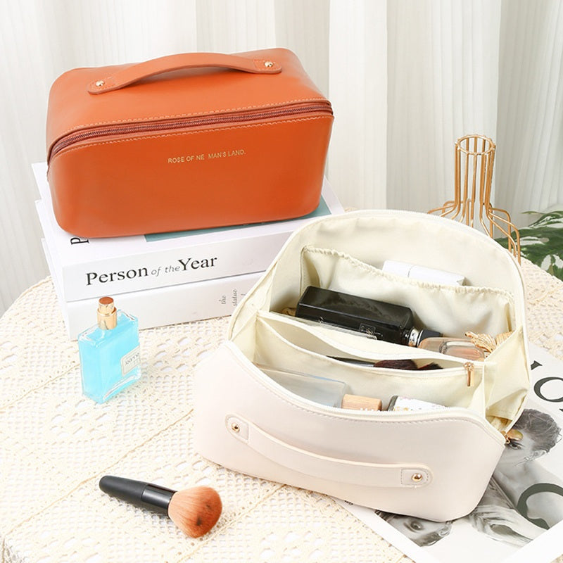 Large Capacity Soft PU Leather Makeup Bag