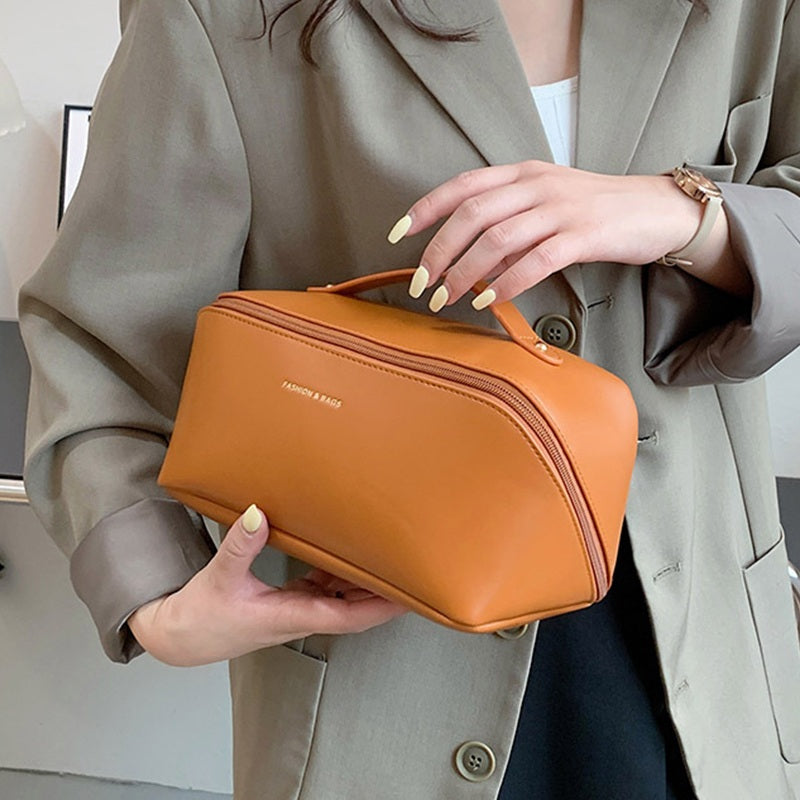 Large Capacity Soft PU Leather Makeup Bag