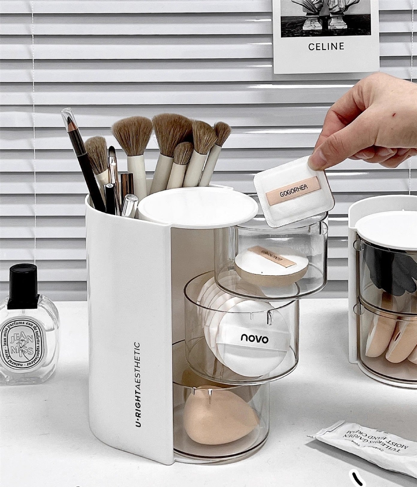 3-Layer Rotating Makeup Brush Organizer