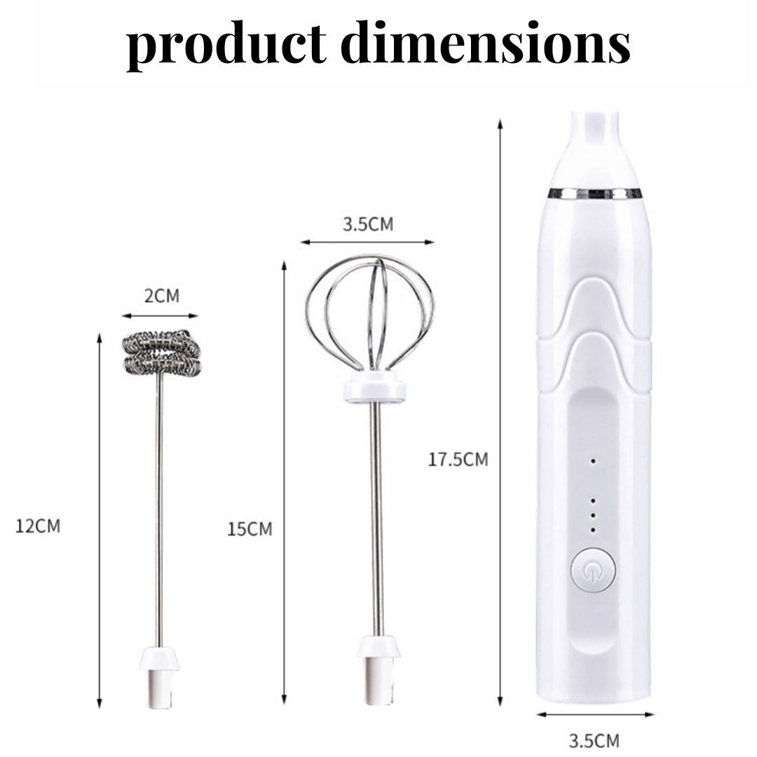 2 in 1 Electric Milk Frother with Replaceable Heads