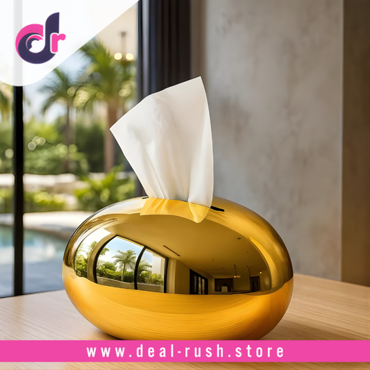 Egg Shape Golden Luxury Tissue Box Holder