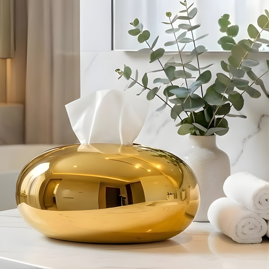 Egg Shape Golden Luxury Tissue Box Holder