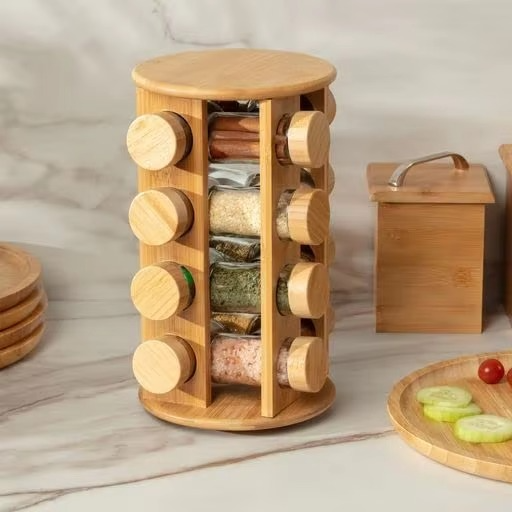Wooden Revolving Countertop Spice Rack