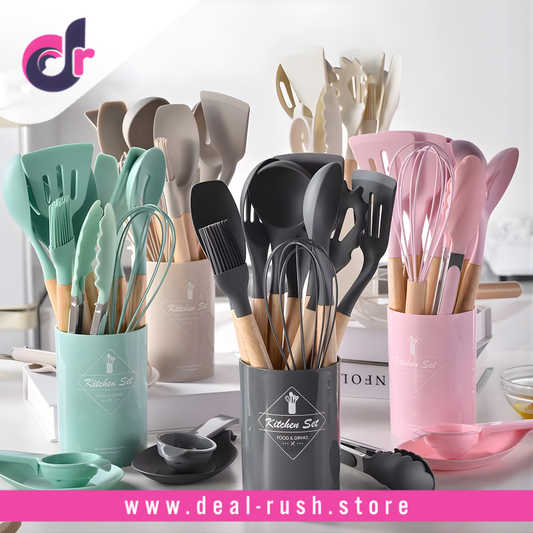 12 Pcs Silicone Kitchen Utensils Set with Stand