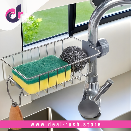 Adjustable Sink Drain Rack Sponge Storage Organizer