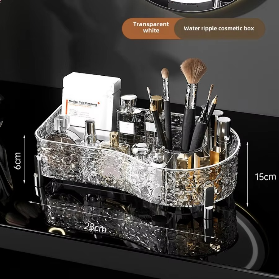 Glacier Elegance Makeup Organizer with Built-In Brush Holder