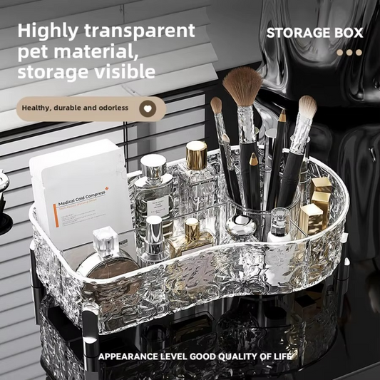 Glacier Elegance Makeup Organizer with Built-In Brush Holder