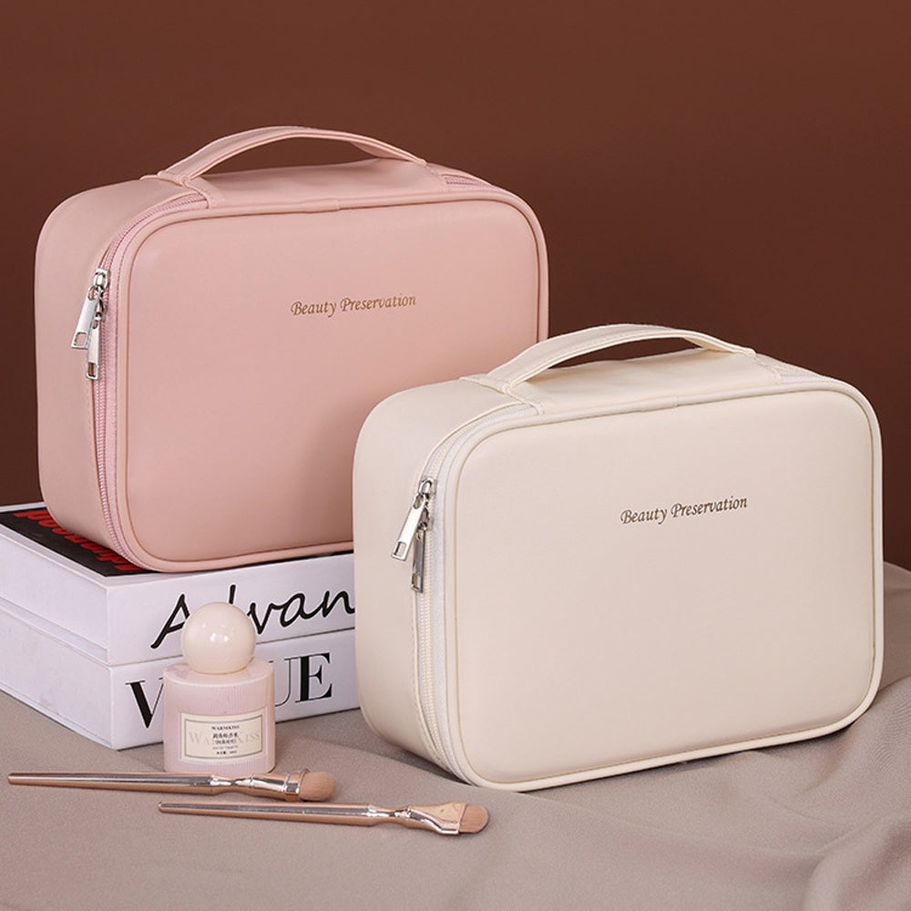 PU Leather Double Layer Makeup Bag