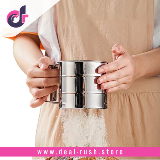 Stainless Steel Handheld Flour Sieve with Hand Pressure