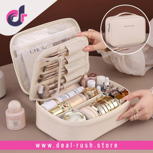 PU Leather Double Layer Makeup Bag