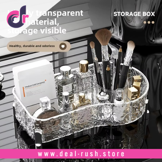 Glacier Elegance Makeup Organizer with Built-In Brush Holder