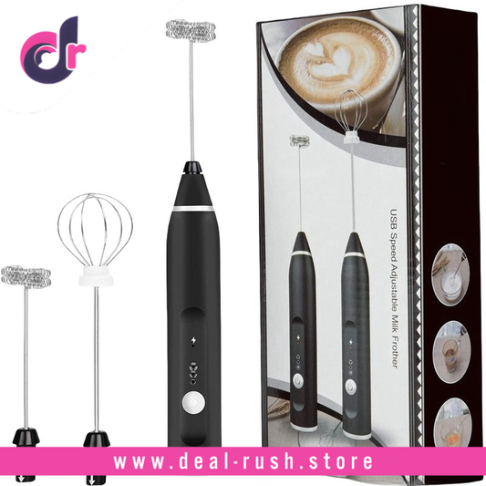 2 in 1 Electric Milk Frother with Replaceable Heads