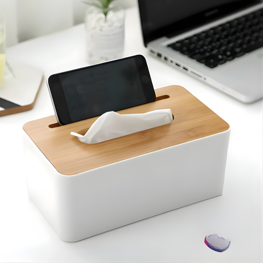 Wooden Tissue Box with Mobile Holder